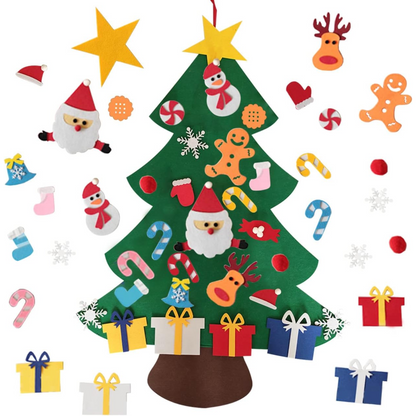 Árbol de Navidad de Fieltro + 25 Adornos