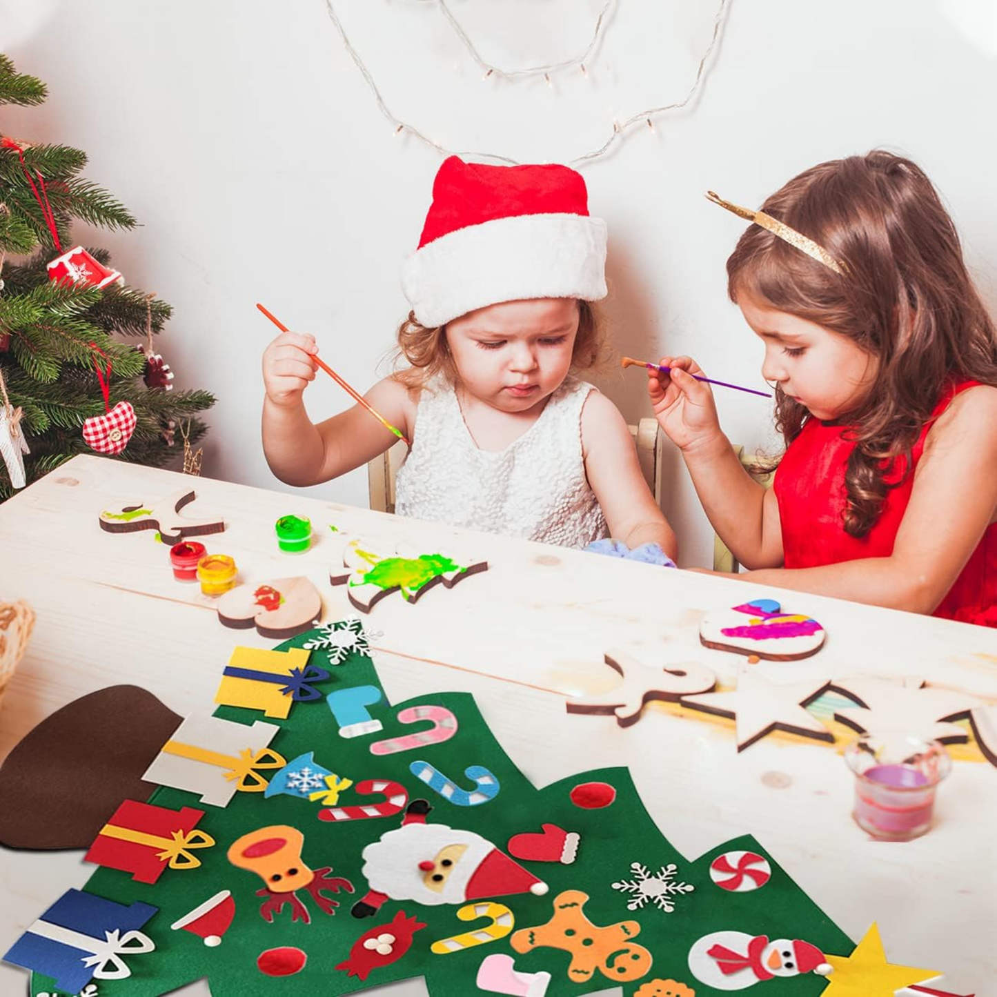 Árbol de Navidad de Fieltro + 25 Adornos